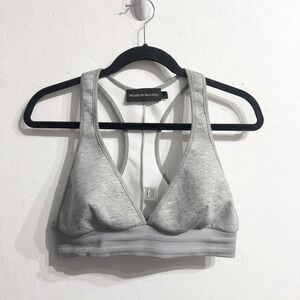 Brandon Maxwell Sports Racer Back Bra Top Cropped Large Gray Sporty Crop